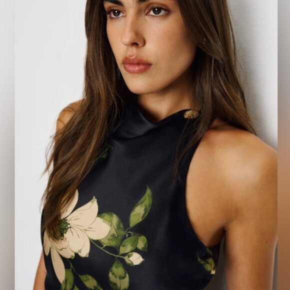 NEW Reformation Anaiis Silk Long Black Floral Backless Dress Mood for Love US 4 - Picture 16 of 16